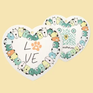 Адресник для собак с QR из пластика GeoPet ID: коллекция ярких дизайнов в ассортименте