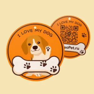 Адресник для собак с QR из пластика GeoPet ID: коллекция ярких дизайнов в ассортименте