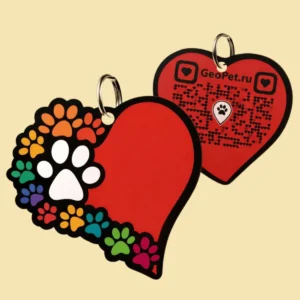 Адресник для собак с QR из пластика GeoPet ID: коллекция ярких дизайнов в ассортименте