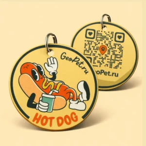 Адресник для собак с QR из пластика GeoPet ID: коллекция ярких дизайнов в ассортименте