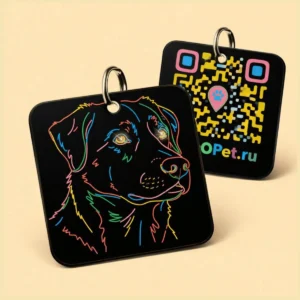 Адресник для собак с QR из пластика GeoPet ID: коллекция ярких дизайнов в ассортименте