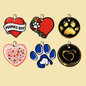 Адресник для собак с QR из пластика GeoPet ID: коллекция ярких дизайнов в ассортименте