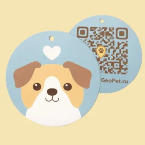 Адресник для собак с QR из пластика GeoPet ID: коллекция ярких дизайнов в ассортименте