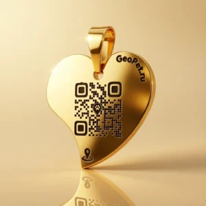 Адресник для собак с QR — GeoPet ID, Сердце асимметричное