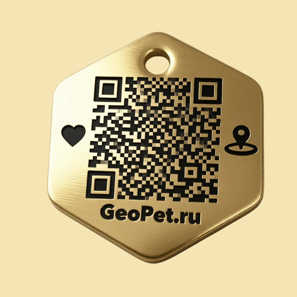 Адресник для собак с QR GeoPet ID стальной ромб Classic