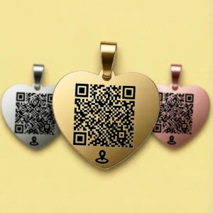 Адресник для собак с QR GeoPet ID стальной сердце классическое