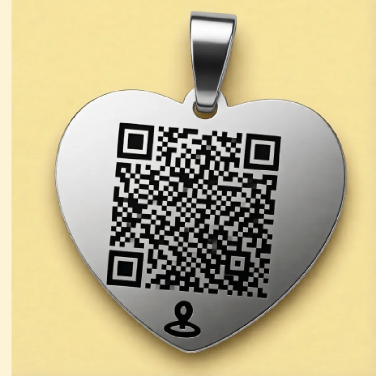 Адресник для собак с QR GeoPet ID стальной сердце классическое