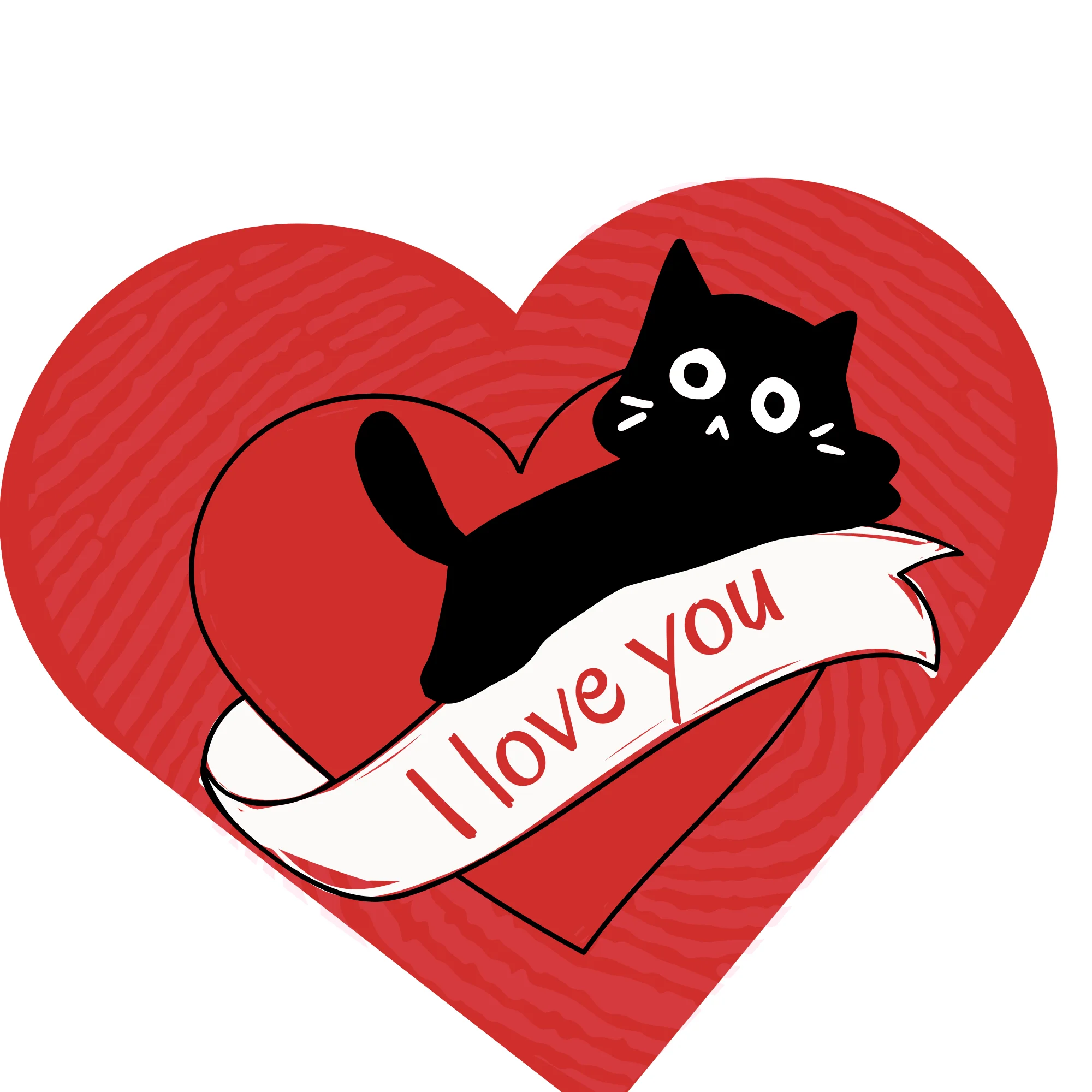 Адресник для кошек с QR пластиковый GeoPet ID Валентинка 4 с черным котом на фоне красного сердца