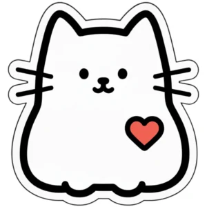 Адресник для кошек с QR пластиковый GeoPet ID Снежок с рисунком белого кота и сердечком