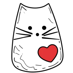 Адресник для кошек с QR пластиковый GeoPet ID Киса: белый стилизованный котик с красным сердечком