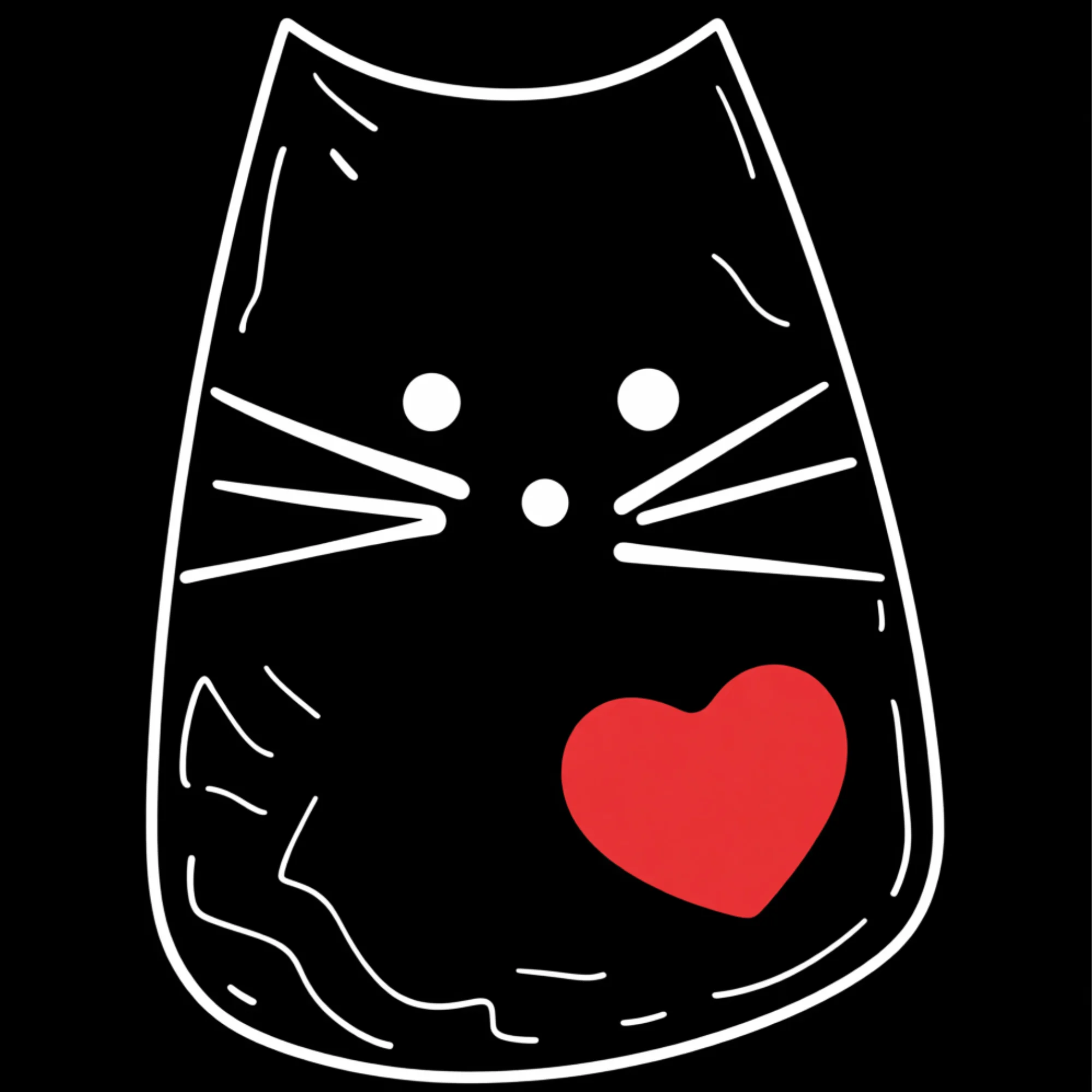 Адресник для кошек с QR пластиковый GeoPet ID Ночка с рисунком черного кота и красным сердечком